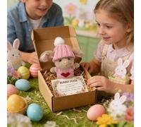 Mini Bunny Hug In A Box Cute Easter Gift, Pocket Easter Bunny In A Tin, Mini Rabbits In Box With Greeting Cards, Cute Bunnys Plush Toys, Portable Hugging Companion Doll, For Family, Friends(C)