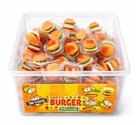 Mini Burger Sweets Party Pack - 60 Individually Wrapped Gummy Burger Candies with Fruity Flavours, Novelty Party Treats for Kids & Adults By Red Rainbow