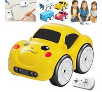 Mini Bus Magic Line Follower Toy, Smart Inductive RC Bus Car That Follows Drawn Lines, Interactive STEM Educational Toy with LED Expressions for Kids (#B)