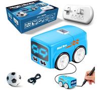Mini Bus Magic Line Follower Toy, Smart Inductive RC Bus Car That Follows Drawn Lines, Interactive STEM Educational Toy with LED Expressions for Kids (#C)