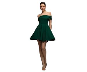 Mini Bustier Skater Dress in Crepe Women's Goddiva Vert 36