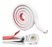 Mini Cable Trunking, Single Wire Cord Hider Soft PVC Cable Cover Half Round Cable Cover Cable Concealer with Self-Adhesive Backing Flexible Cord Protector for Wall or Floor, 2 Meters, White, 15mm×10mm
