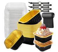 Mini Cake Baking Cups with Lids and Spoons, 50PCS 150ml Mini Loaf Pans