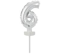 Mini Cake Balloon Silver Number 6 13 cm