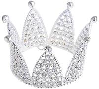 Mini Cake Decorating Crown Crystal Pearl Tiara Headband for Wedding Christmas Birthday Party Cake Decoration, Metal,Pearl