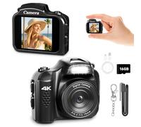 Mini Camera Keychain - 4K Miniature Digital Camera with 16GB Memory Card, Funny Pocket Collectible Gadget Gift for Travel, Birthday, Black