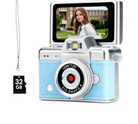 Mini Camera Keychain - Digital Camera, Compact and Portable Dual Mode Selfie, 0.96-Inch Hd Display Screen, 2-Hour Battery Life Keychain（Comes with A Memory Card As A Gift (Blue)