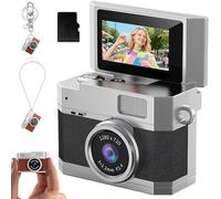 Mini Camera with Flip Screen, High-Definition Digital CCD, Portable Design, Video Mode, Multi-Style Beauty Filters, Ideal for Students and Campuses, Includes 64GB Card
