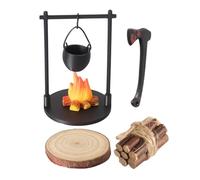 Mini Campfire Home - Camping Role Play Accessories, Mini Hanging Stove with Pot, Realistic Flame Appearance, Detailed Design Creative Fantastic Toy Durable Material | Int