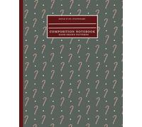 Mini Candy Cane Christmas Notebook - Dark Green Cover with Holiday Peppermint Pattern, Wide Ruled, 100 Pages, 7.5 x 9.25 in | Festive Journal for School, Writing, or Stocking Stuffers