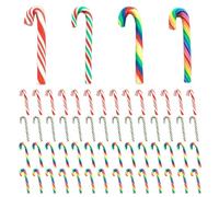 Mini Candy Canes 60PCS Rainbow Mini Candy Cane Christmas Decorations 4 Different Patterns Polymer Clay Cane Xmas Craft Supplies for DIY Phone Case, Decor