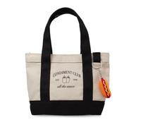 Mini Canvas Tote Bag with Keychain Charm - Trendy Micro Purse with Quotes - Small Handbag for Teens & Women, Black, One Size