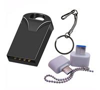 Mini Capacity 512MB USB Flash Drives Memory Sticks Thumb Drive with USB-C & Micro USB Adapter for Car Music Speaker (Black 512MB)