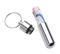 Mini-capsule waterproof pill box made of aluminium as a key ring, money storage box.