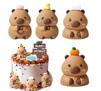 Mini Capybara Animals 4 Pack, Mini Capybara Figurines, desktop accessories decorations, Cute Capybara Animal Cake Toppers Figures, Diy Crafts