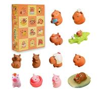 Mini Capybara Figurines Blind Box 12Pcs Cute Capybara Action Figures Cake Topper Set Adorable Dollhouse Miniatures Resin Animals Collectible Doll Toys Birthday Gift Home Decorations for Kids