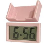 Mini Car Clock Small Digital Clock,Mini Battery Powered Clear LCD Desk Clo/ck with Sticky Stand for Car Dashboard,Portable Digital Cl/ocks,Self-Adhesive Stand Di/gital Clo/ck,Easy To Read Time#Pink