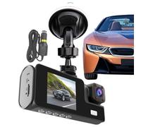 Mini Car Parking Monitor Camera - 2.5K+1080P+1080P Dash Cam Front Rear And Inside, 3 Channel Dash CameraWiFi Dashcams For Car W/ 64GB Card, G-Sensor, IR Night Vision, Seamless Loop Recording