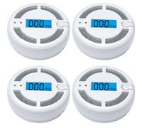 Mini Carbon Monoxide Detector, Battery Powered CO monoxide Alarm with LCD Digital Display for Home and Car Safety, CO Monitor Conforms to EN 50291 Standad (4pcs)