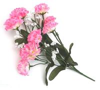 Mini Carnation Artificial Flowers Bush Spray for Wedding, Easter, Home, Office Decoration (Pink)