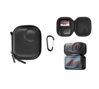 Mini Carrying Case+Screen Protector for DJI Osmo Nano, PU Compact Travel Protection Storage Bag Small Portable Case and 2 Pack 9H Hardness Tempered Glass for DJI Osmo Nano Accessories(Black)