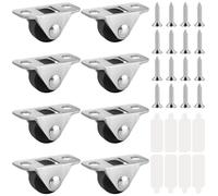 Mini Caster Wheels 0.5 Inch - Low Profile Self-Adhesive Metal Casters for Furniture, Appliances, Carts, Drawers & Storage Bins - 8PCS Set for Easy Mobility
