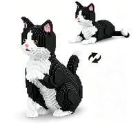 Mini Cat Building Blocks Set, 2 in 1 Micro Cow Cat Building Toy with Meow Sound Button, Creative Micro Animal Bricks Model, Home Office Decor Gifts for Adults and Teens, 2019 PCS