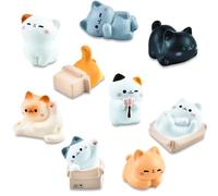 Mini Cat Figurines 9 Pieces Tiny Cats for Car Dashboard Dollhouse Miniatures Mini Resin Animals for Fairy Garden Home Decor Cat Birthday Decorations, Style 1