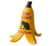 Mini Cat Vomit Warning Sign Funny Desk Decoration Pet Caution Note - Banana Bowl-Shaped Cat Dogs Vomit Decoration Note for Bedroom Dressing Table Home Night