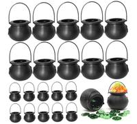 Mini Cauldron, Mini Plastic Cauldron 20PCS, Witch Calderon Pot 2.8x2.4 Inch, Plastic Witches with Handle, Halloween Candy Bowl