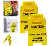 Mini Caution Sign for Desk Acrylic Funny Office Caution Overstimulated Do Not Approach Warning Sign Humor Desktop Decoration Supplies for Office Table Bedroom Study Room Gag Gift