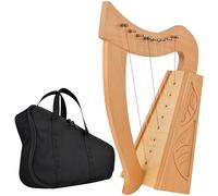 Mini Celtic Harp 8-String | Solid Beech Wood Handcrafted Folk Harp with 3D Carving & Natural Finish - Portable Celtic Instrument for Beginners & Professionals