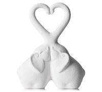 Mini Ceramic Elephant Decor,Cute Tiny Heart-Shaped Elephant Statues for Desk & Shelf,Small Minimalist Animal Figurine Gifts for Her,Wedding,Anniversary,Romantic Gifts for Valentine Birthday (White)
