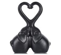 Mini Ceramic Elephant Decor,Cute Tiny Heart-Shaped Elephant Statues for Desk & Shelf,Small Minimalist Animal Figurine Gifts for Her,Wedding,Anniversary,Romantic Gifts for Valentine Birthday (Black)