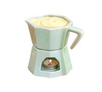 Mini Ceramic Fondue Set - 250ml Chocolate and Cheese Melting Pot | Candle Heated Dessert Warmer | Elegant Fondue Pot for Home, Parties, Festivals and Romants