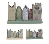 Mini Ceramic House Bud Vase Set | Rustic Glazed Posy Vases on Plinth | Decorative Small Pots for Flowers - Colour Varies