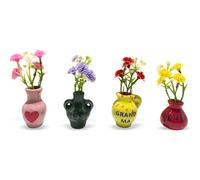 Mini Ceramic Magnets for Fridge,Grandma Birthday Gifts,4pcs Cute Tiny Fridge Magnets for Flowers Plants,for Kitchen Refrigerator Locker Office Decoration with Fake Flowers