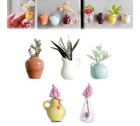 Mini Ceramic Magnets,Pocket 3D Ceramic Flower Vase Cute Plant Vase Fridge Magnets Kitchen,Kitchen Locker Office Decoration (5pcs#1)