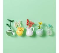 Mini Ceramic Magnets,Pocket 3D Ceramic Flower Vase Cute Plant Vase Fridge Magnets Kitchen,Kitchen Locker Office Decoration (5pcs#3)