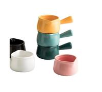 Mini Ceramic Milk Cup Creamer Jug Multifunctional Seasoning Dish Small Coffee Pitcher Vinegar Sauce with Handle(Yellow)