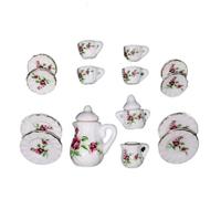 Mini Ceramic Tea Set Perfect Play Toy For Kids - Miniature Food Plates Cups Tea For Children Dishes Cups miniature set miniatures porcelain tiny house mini garden teapot rose For tea set set m