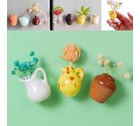 Mini Ceramic Vase Refrigerator Magnets,3D Ceramic Flower vase Cute Plant Vase Fridge Magnet Wall Mounted, Flower Not Include (3pcs C)