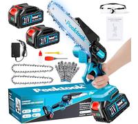 Mini Chainsaw-6 Inch Brushless Motor Cordless Chainsaw with 8000mAh Battery & 2 Chains, Light Weight Battery Chain Saw Electric, Small Chain Saw with Safety Lock and Strong Motor for Tree Trimming