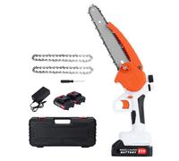 Mini Chainsaw, 6-Inch Cordless Chainsaw for Wood Cutting Pruning, Handheld Battery Chain Saw with 2 x 1500mAh Battery & Charger, Pruning Saw, Gifts for Men Dad Husband (Orange)