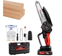 Mini Chainsaw 6 Inch Cordless Electric Chainsaw with 1.5Ah Battery and Charger One-Handed Portable Small Chain Saw for Branch Wood Cutting Garden Tree Logging Trimming, Red