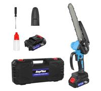 Mini Chainsaw 8 Inch, Cordless Electric Chainsaw Brushless with 2X1.5Ah Battery, One-Handed Portable Pruning Chainsaw for Wood Cutting, Trimming Branch, Courtyard and Garden, Red