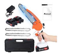 Mini Chainsaw 8-Inch Cordless Handheld Chain Saw with Rechargeable Battery & Brushless Motor (Orange)