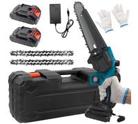 Mini Chainsaw, 8-Inch Electric Chainsaw Cordless, Handheld Mini Pruning Shears Chainsaw with 2 x 4000 mAh Rechargeable Batteries for Tree Trimming Wood Cutting, Charger Included, Blue