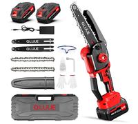 Mini Chainsaw Battery Powered,QLUUE Portable Chainsaw 6/8 Inch, with 1150W Motor,Safety Lock and Multiple Accessories,Deal for Gardening,Branch Cutting,Wood Cutting (8 inches 2 Battery)