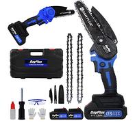 Mini Chainsaw Brushless 6 Inch with 2 Rechargeable Battery and Fast Charger, Battery Powered Electric Chainsaw for Tree Pruning, Cordless Power Chain Saws with 2 Chains and Speed 2200RPM